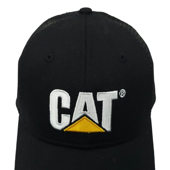 Caterpillar CAT Equipment Black Mesh Retro Snapback Cap Trucker Baseball NEW - Picture 7 of 13